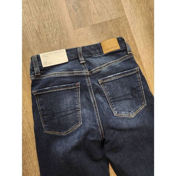 NWT American Eagle High Rise Jegging size 24x29 dark wash button zip stretch - Picture 10 of 11